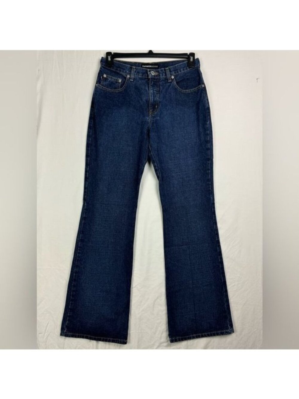 Express Famian Extreme Flare Jeans Women's 30x33 size 9/10L Cotton dark wash